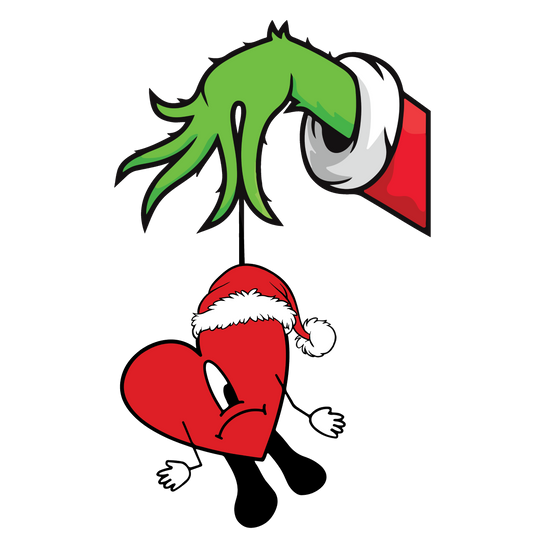 Grinch Santa Heart 4 in