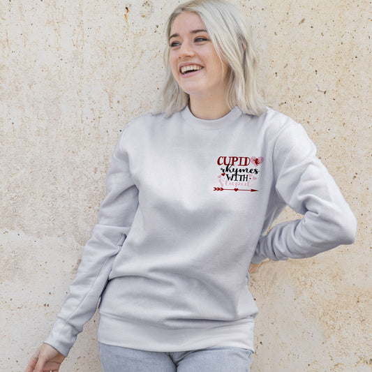 Cupid Rhymes with Stupid- Heavy Blend Crewneck Sweatshirt