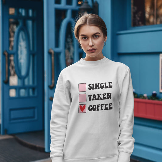 Single, Taken, Coffee-Heavy Blend Crewneck Sweatshirt